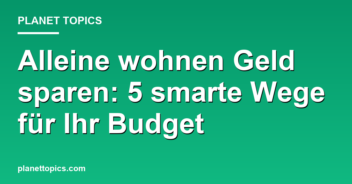 Alleine wohnen Geld sparen Zusammenfassung