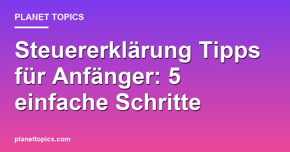 Visuelle Darstellung von Steuererklärung Tipps für Anfänger