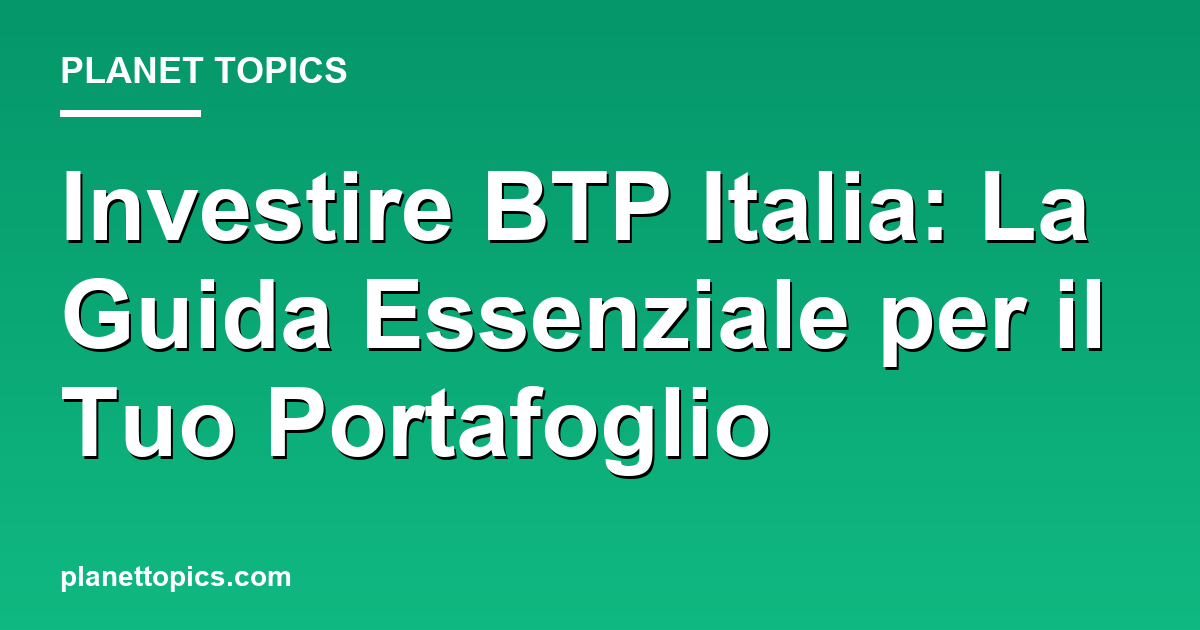 investire btp italia key information summary