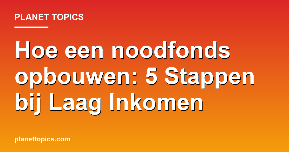 Hoe een noodfonds opbouwen op een laag inkomen key information summary